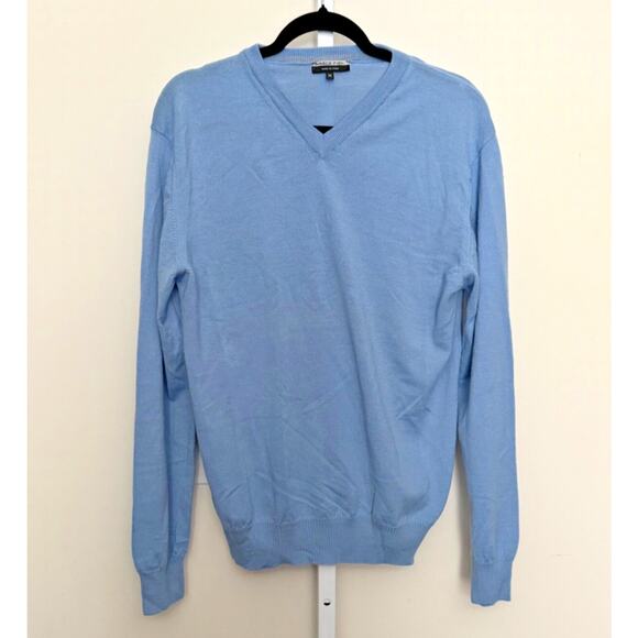 Marco Fiori Merino Wool V Neck Sweater Light Blue Extra Fine Made in Italy M - Picture 1 of 8